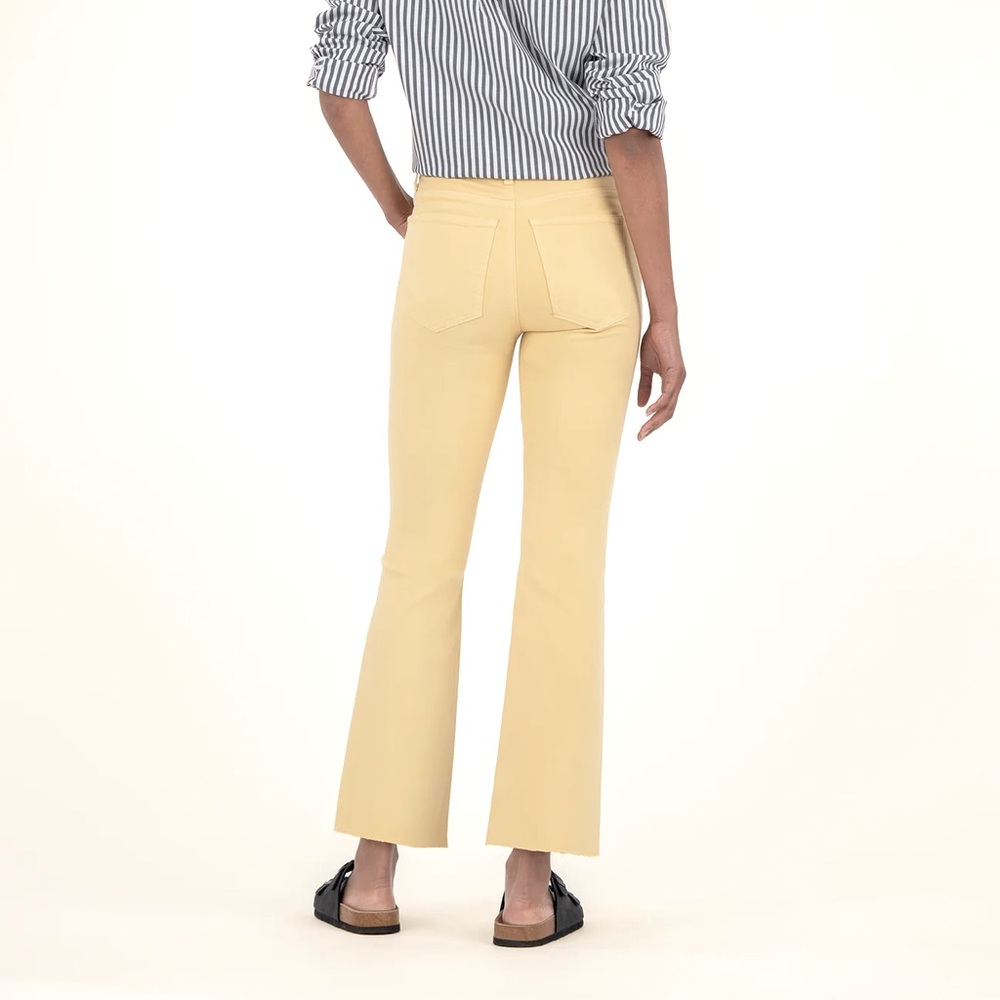 KUT From The KLOTH Jeans Kelsey Ankle Flare Distressed Yellow Denim Size 16 NEW - Picture 5 of 7